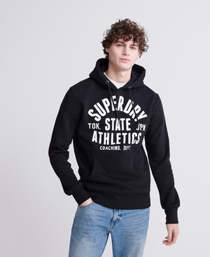 Superdry Mono State Athletic Férfi Kapucnis Pulóver Fekete | WUJBR6913